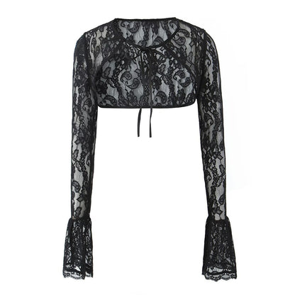Lace Suspender Skirt Lace Strap Lace Cardigan Three-piece Set